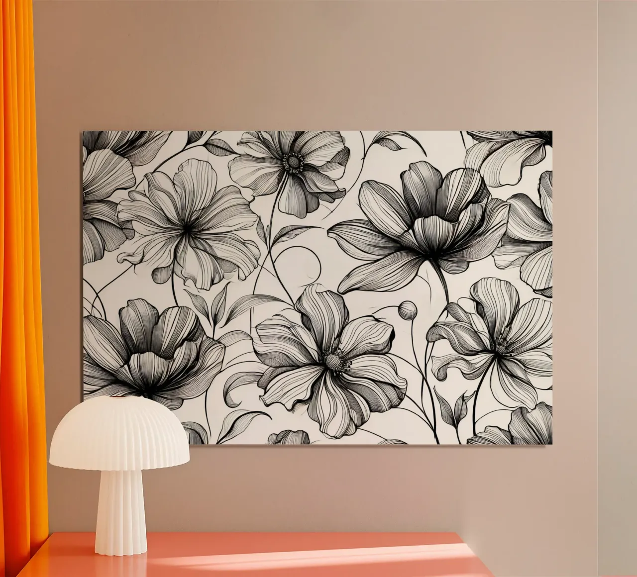 Armonia dei fiori d'inchiostro poster con telaio in legno da Chromatic Fusion Studio