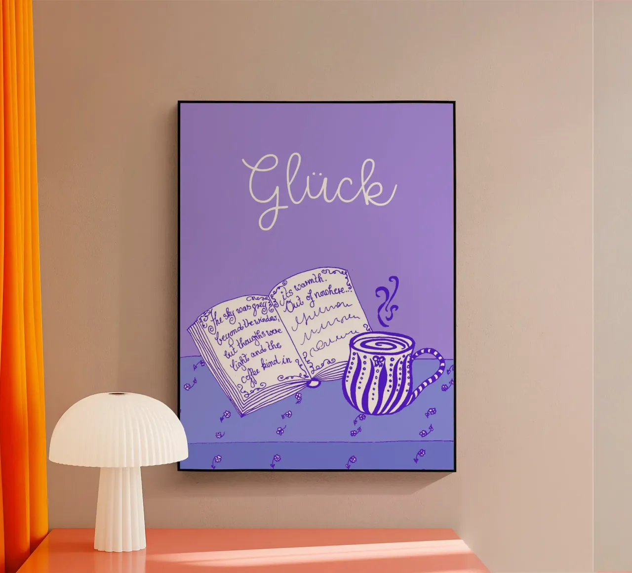 Felicità - Libro e tazza - Blu e viola plexiglass da PaperLine Art