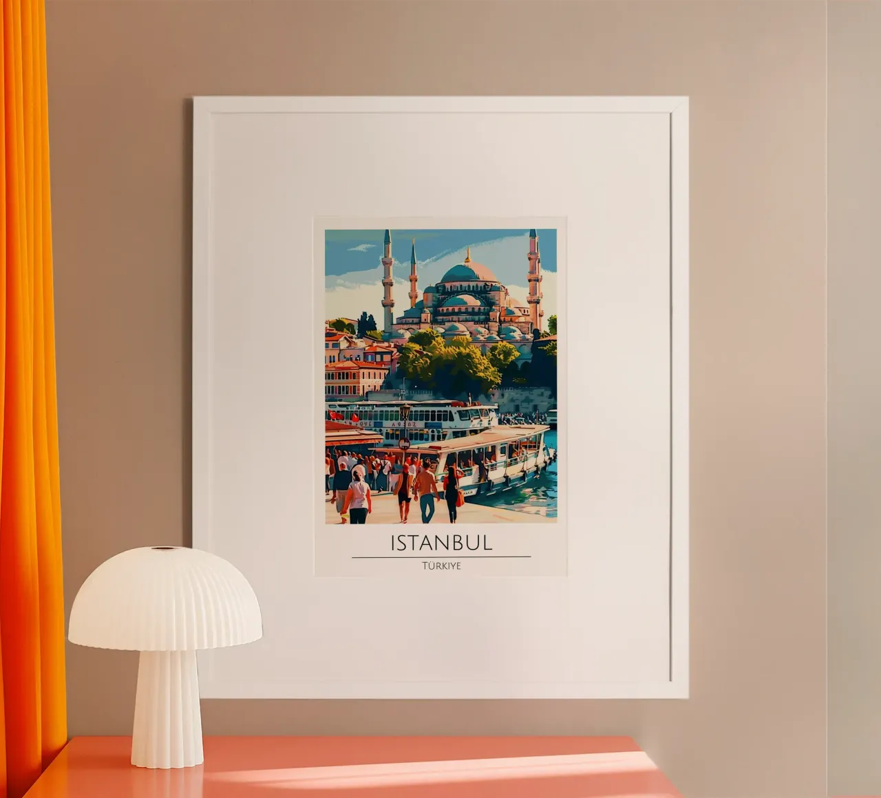 Poster di viaggio d'epoca sulla Moschea Blu di Istanbul poster con telaio in plastica da homdeco