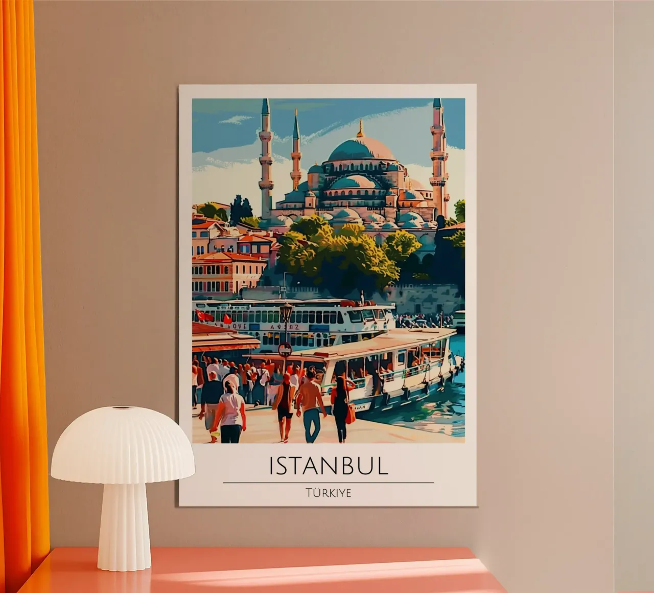 Poster di viaggio d'epoca sulla Moschea Blu di Istanbul poster con telaio in plastica da homdeco