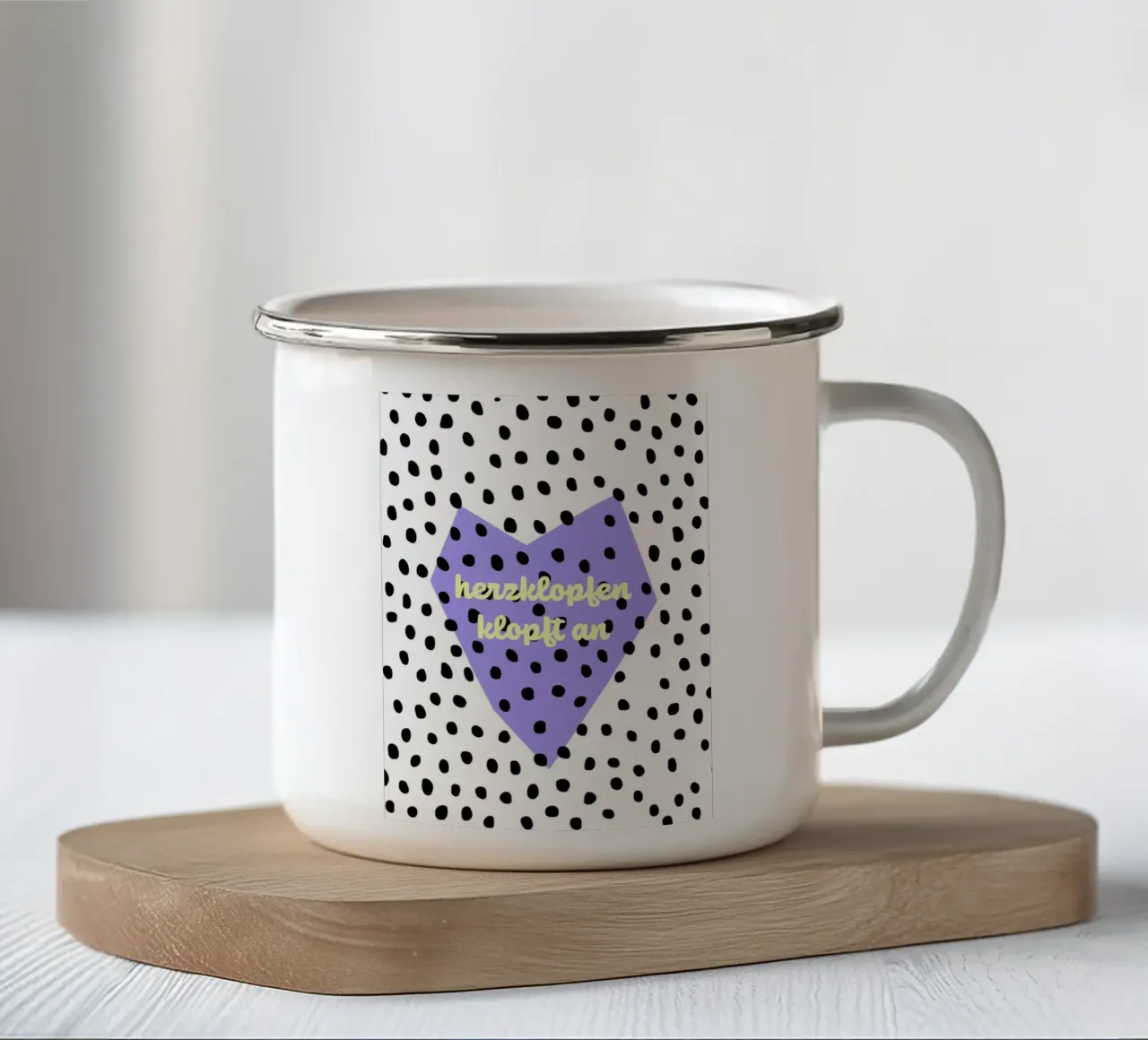herzklopfen klopft an. tazza in smalto da FRICKE DESIGN