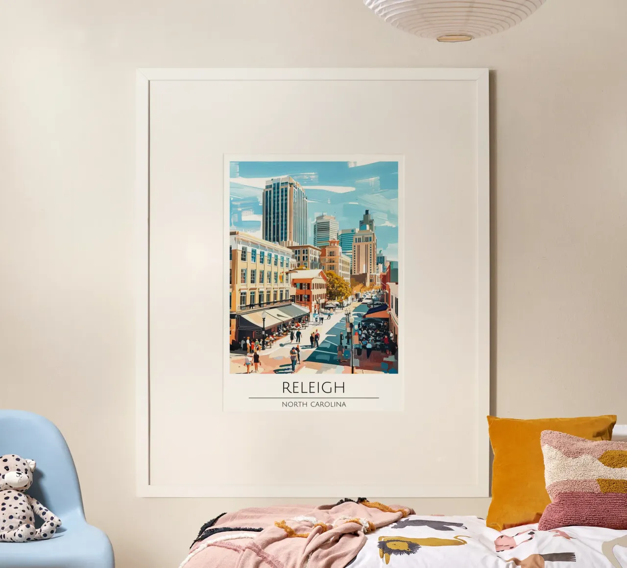 Poster d'epoca della città di Raleigh, Carolina del Nord poster con telaio in alluminio da homdeco