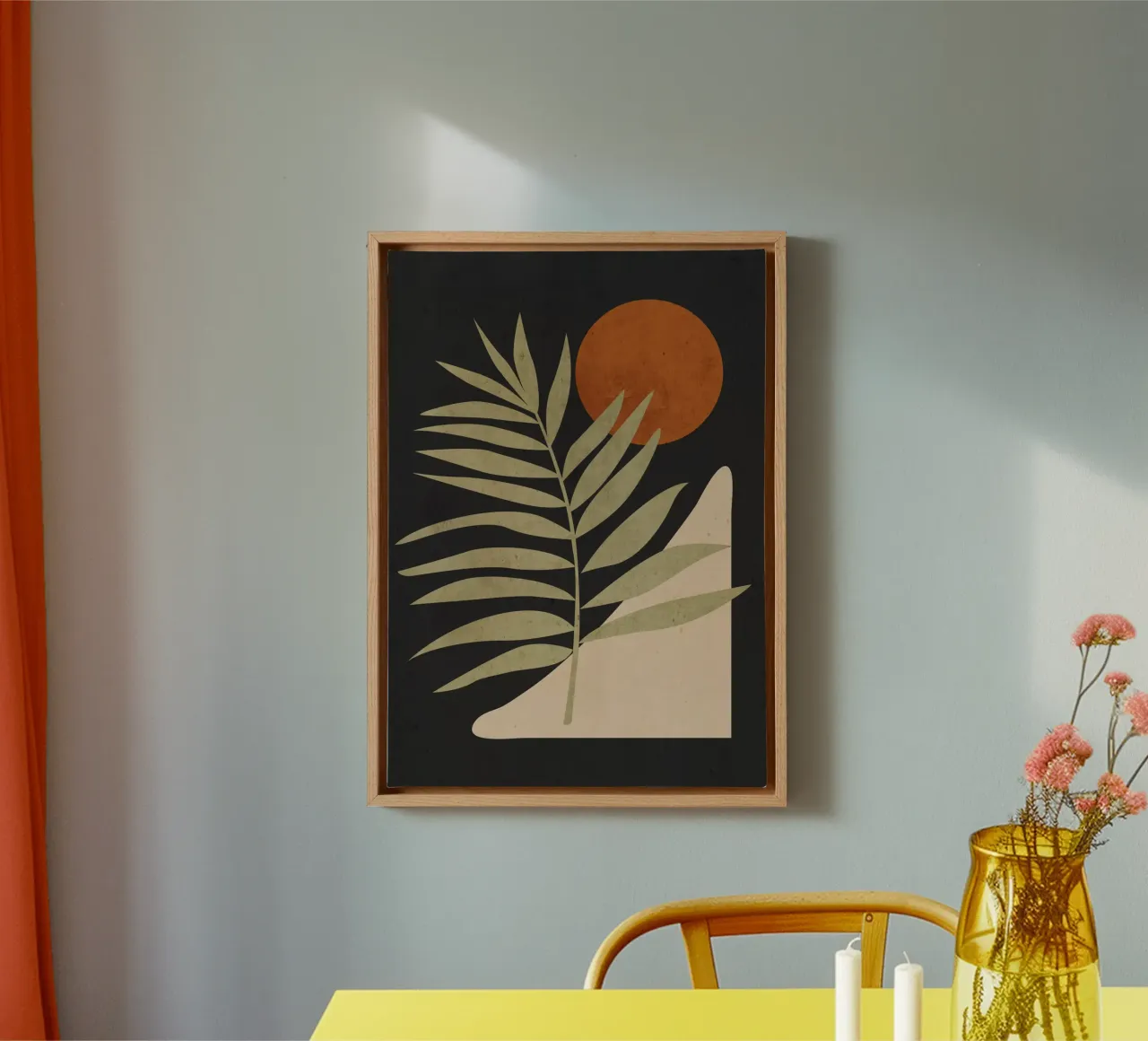 Tropisch blad - Abstracte kunst 9-1 canvas met Baklijst van ThingDesign