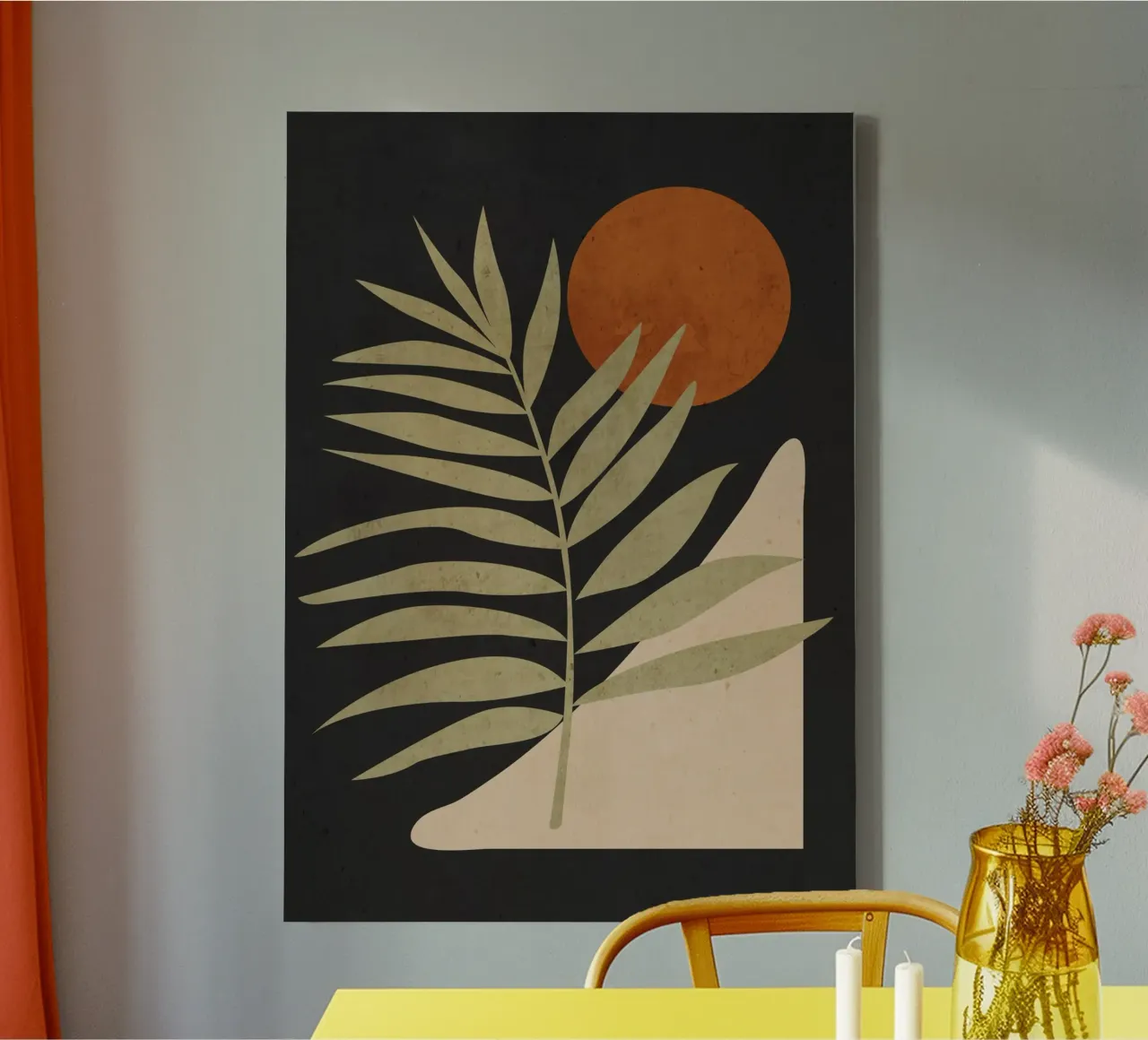 Tropisch blad - Abstracte kunst 9-1 canvas met Baklijst van ThingDesign