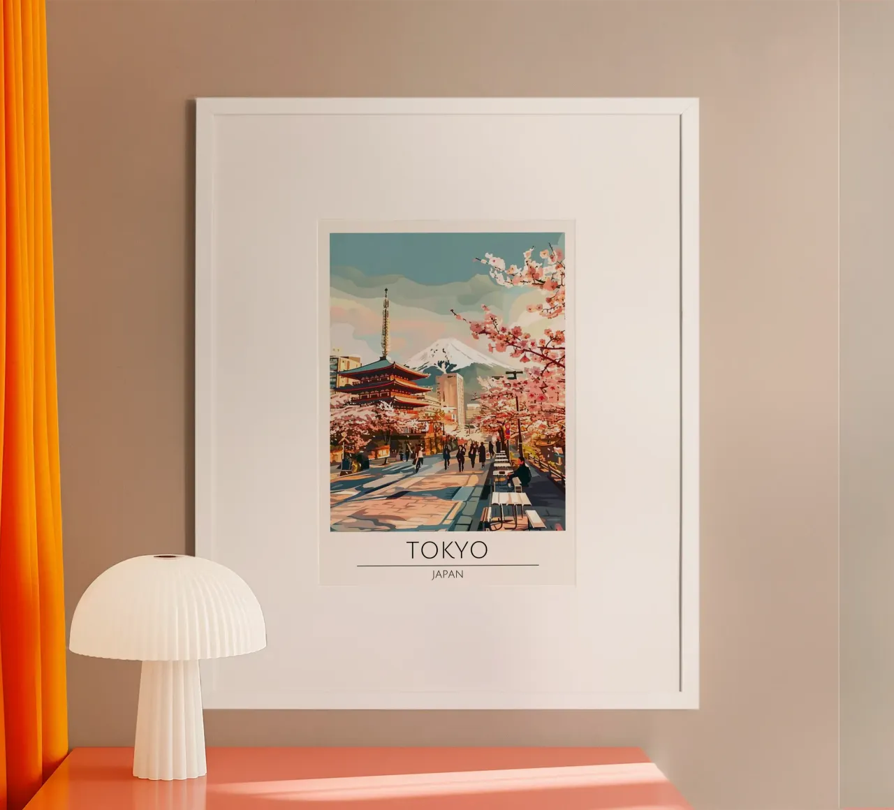 Tokyo Monte Fuji Ciliegio in fiore Poster d'epoca poster con telaio in legno da homdeco