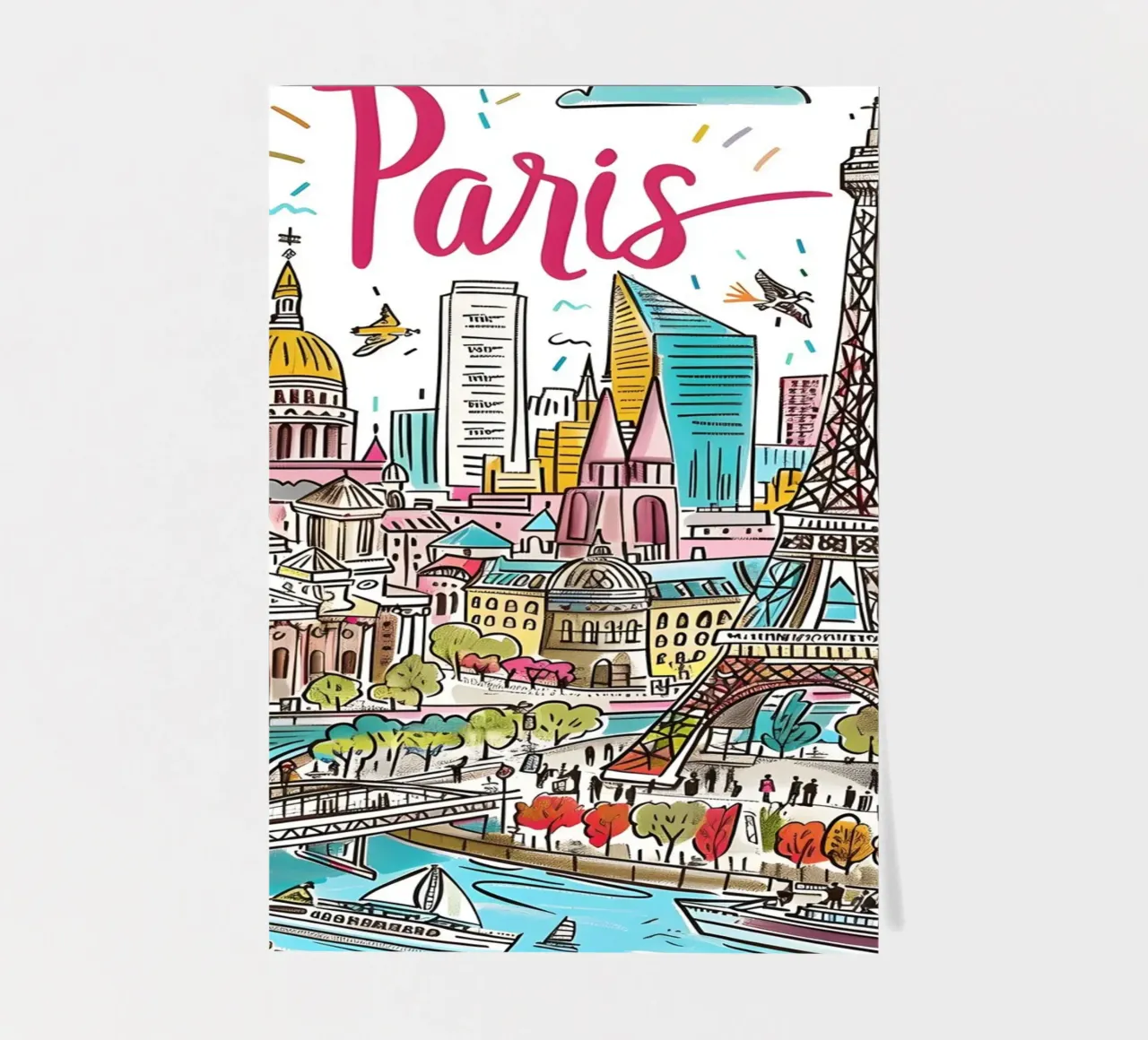 Paris France Colorful Funky City Art Poster sticker sheet by homdeco