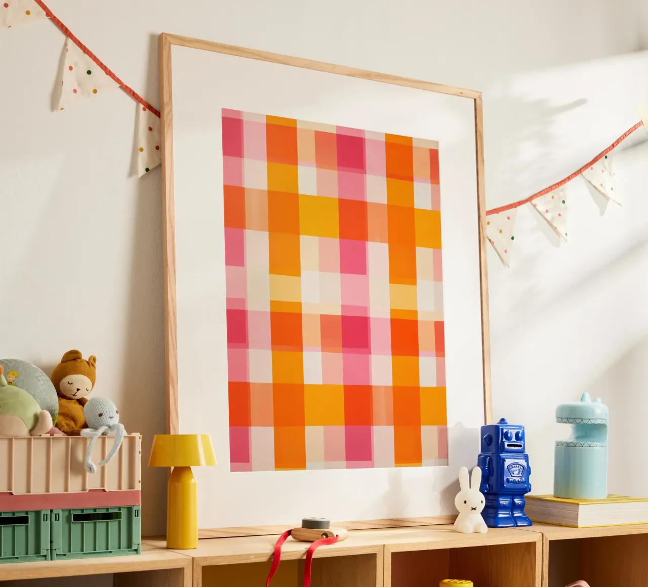 Vichy check from sunbeams | Abstract digital art poster by Autofocus