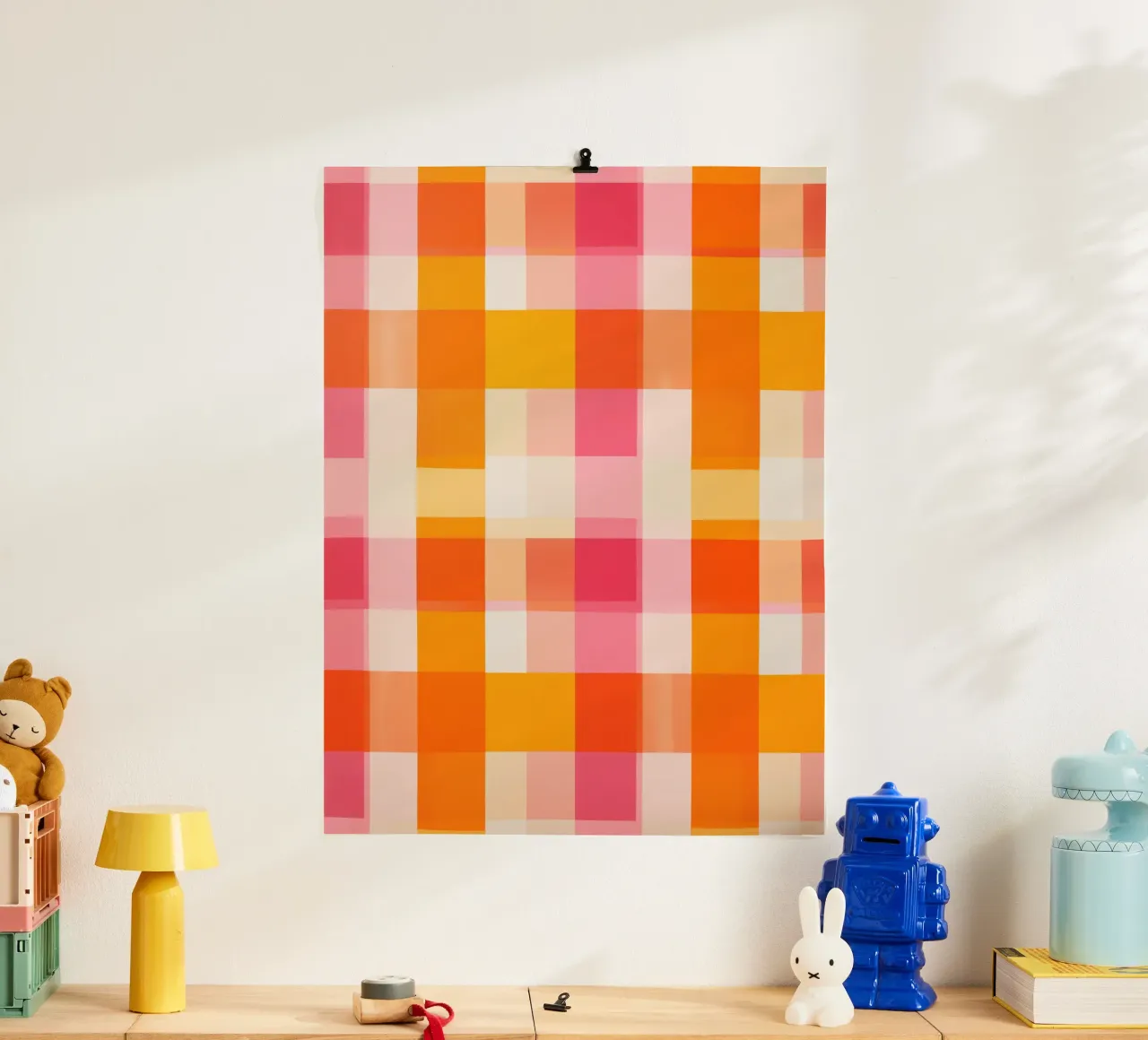 Vichy check from sunbeams | Abstract digital art poster by Autofocus