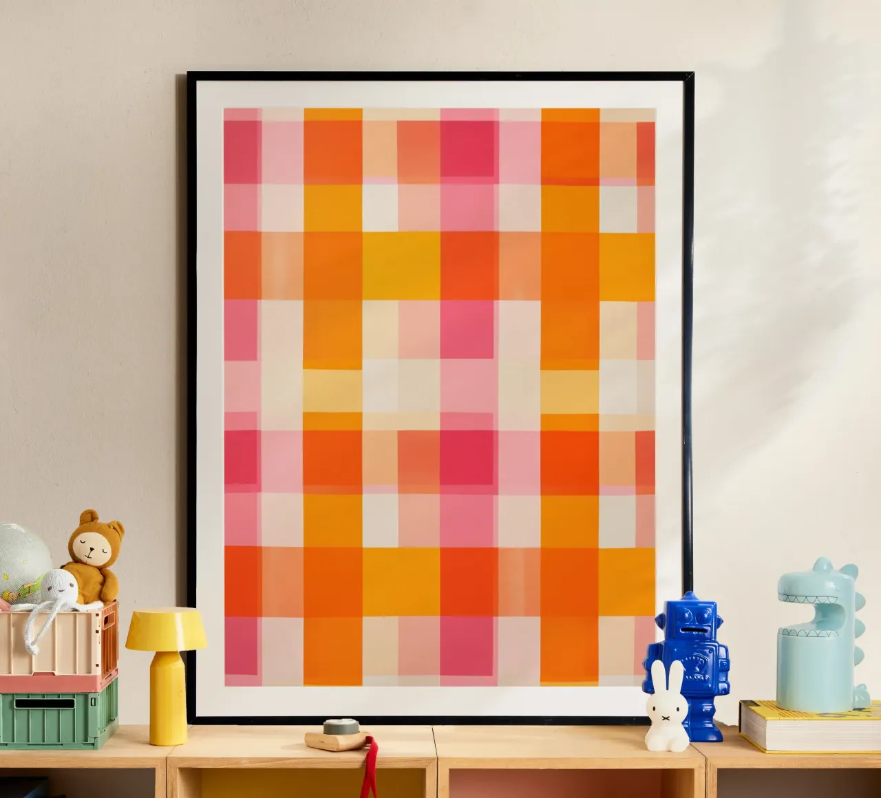 Vichy check from sunbeams | Abstract digital art poster by Autofocus
