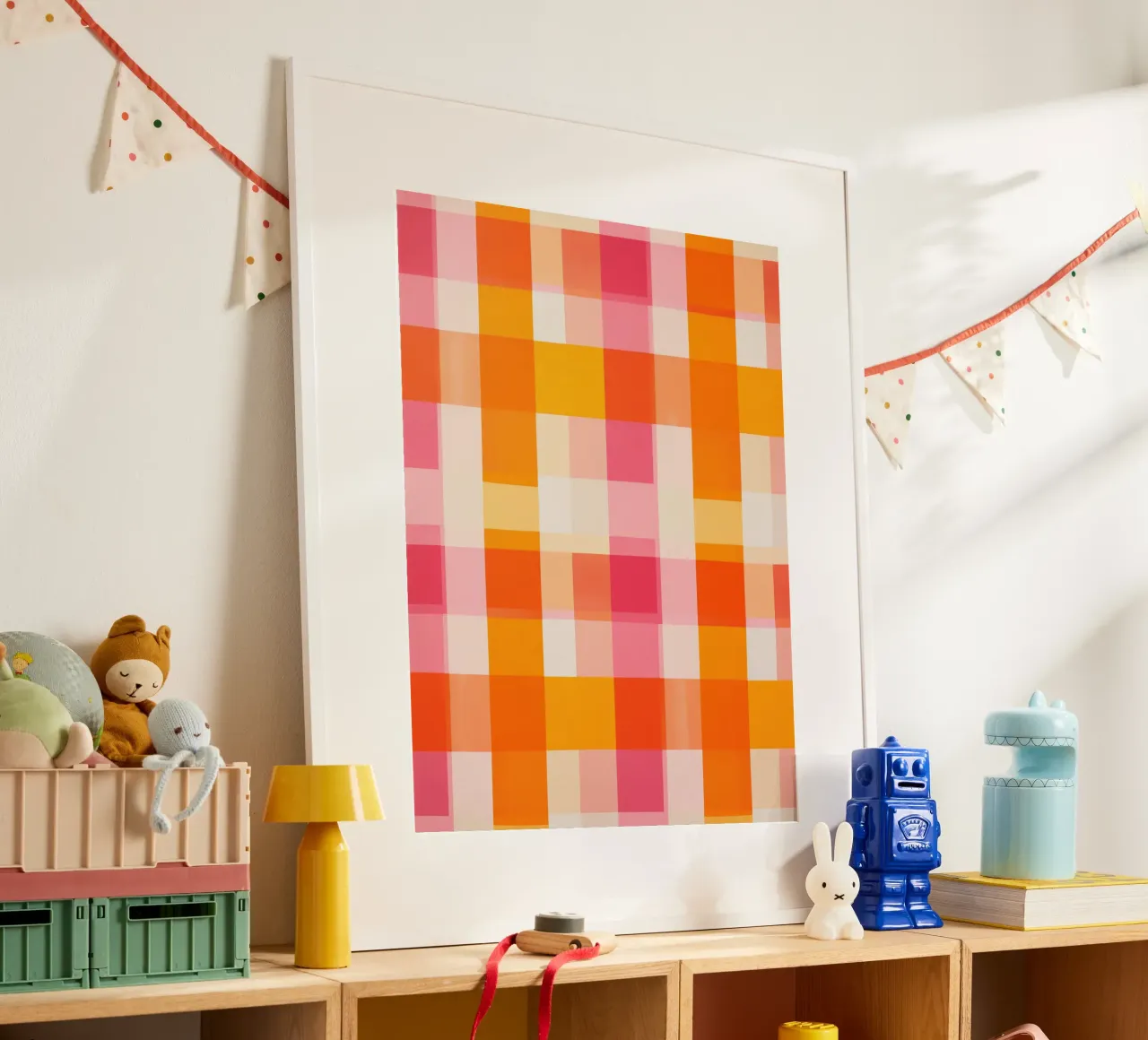 Vichy check from sunbeams | Abstract digital art poster by Autofocus