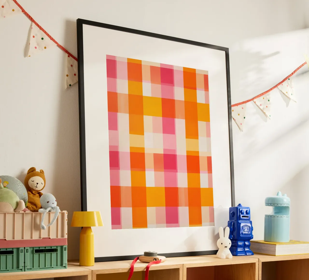 Vichy check from sunbeams | Abstract digital art poster by Autofocus