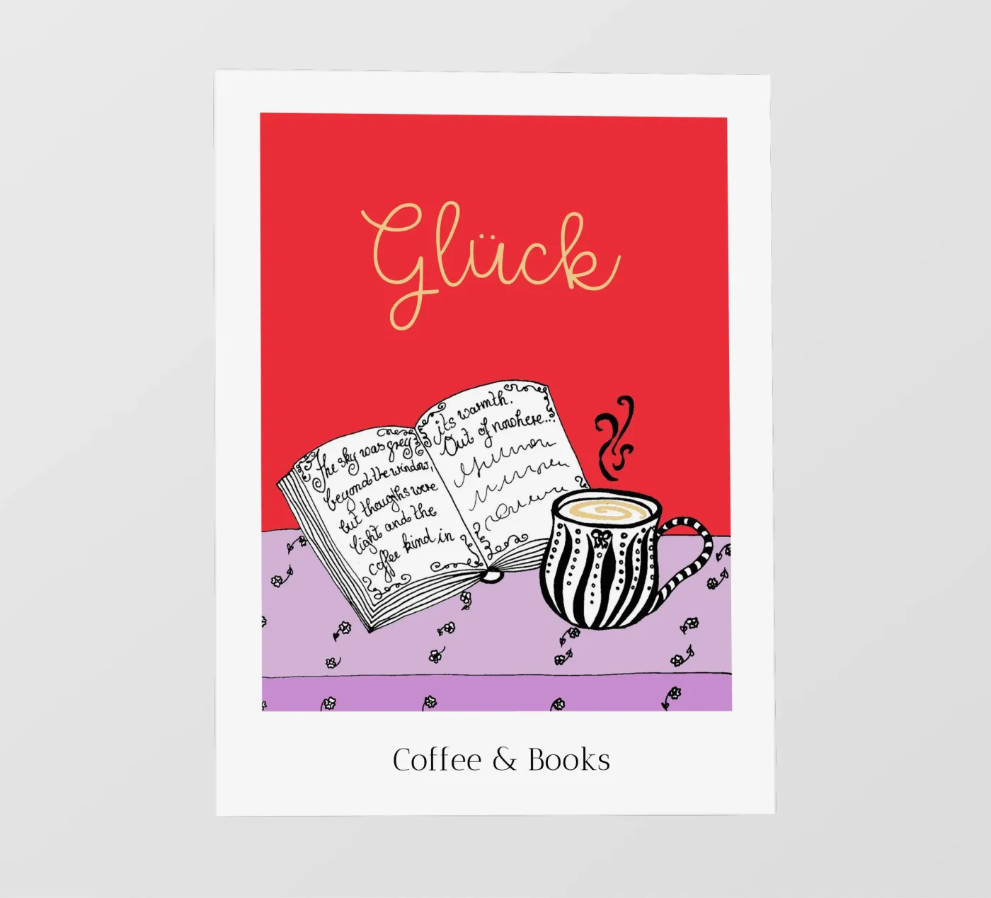 Happiness- Coffee & Books backlit folie van PaperLine Art