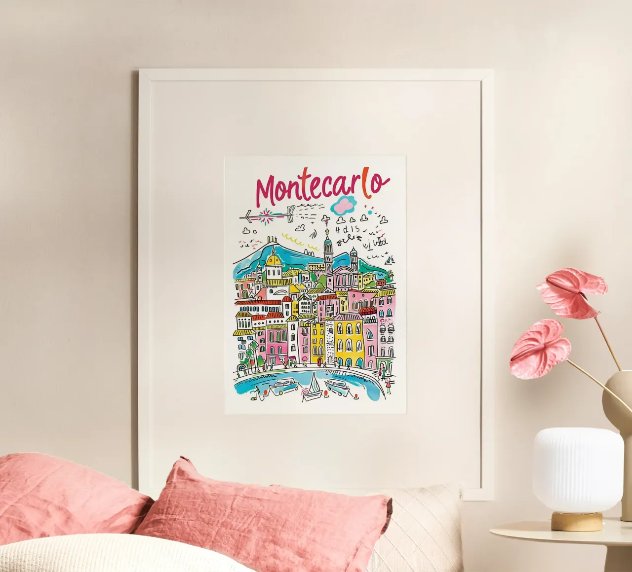 Monte Carlo Monaco Funky Colorful City Art poster da homdeco
