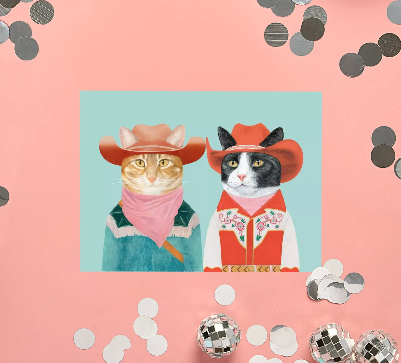 Rodeo Cats - Gato Ginger / Gato Tuxeda pegatina de Animal Crew