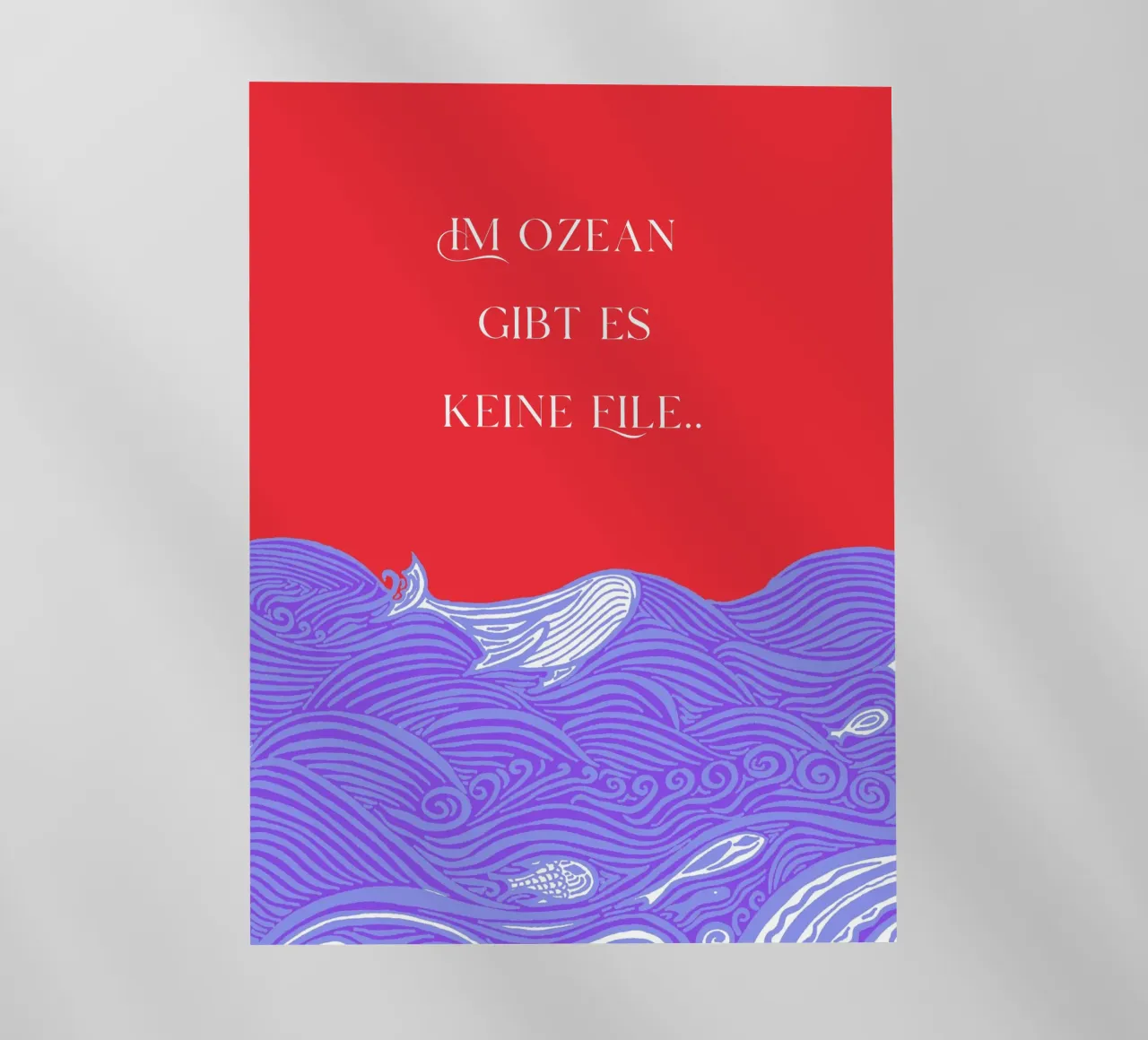 Non c'è fretta nell'oceano - balena nel mare. Blu lilla rosso. pellicola backlit da PaperLine Art