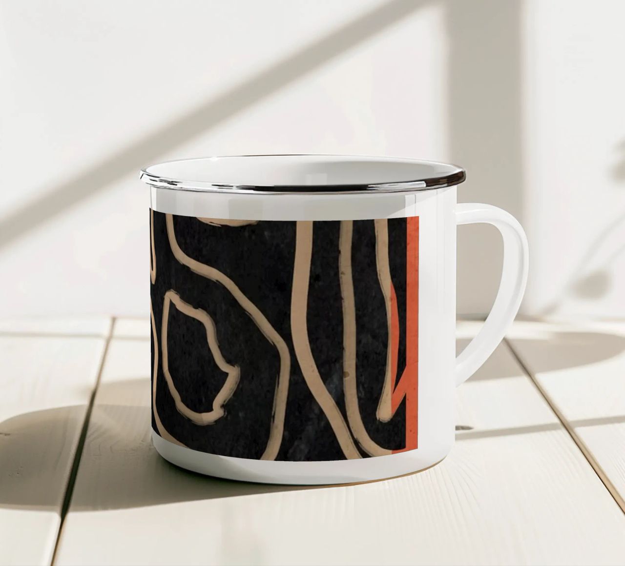 Line art astratta 159 tazza in smalto da ThingDesign