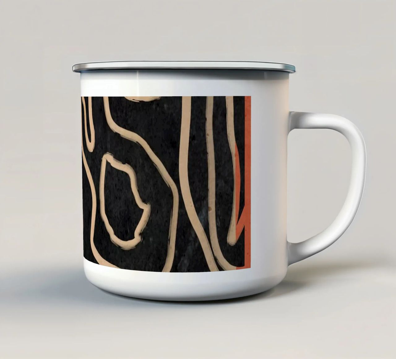 Line art astratta 159 tazza in smalto da ThingDesign