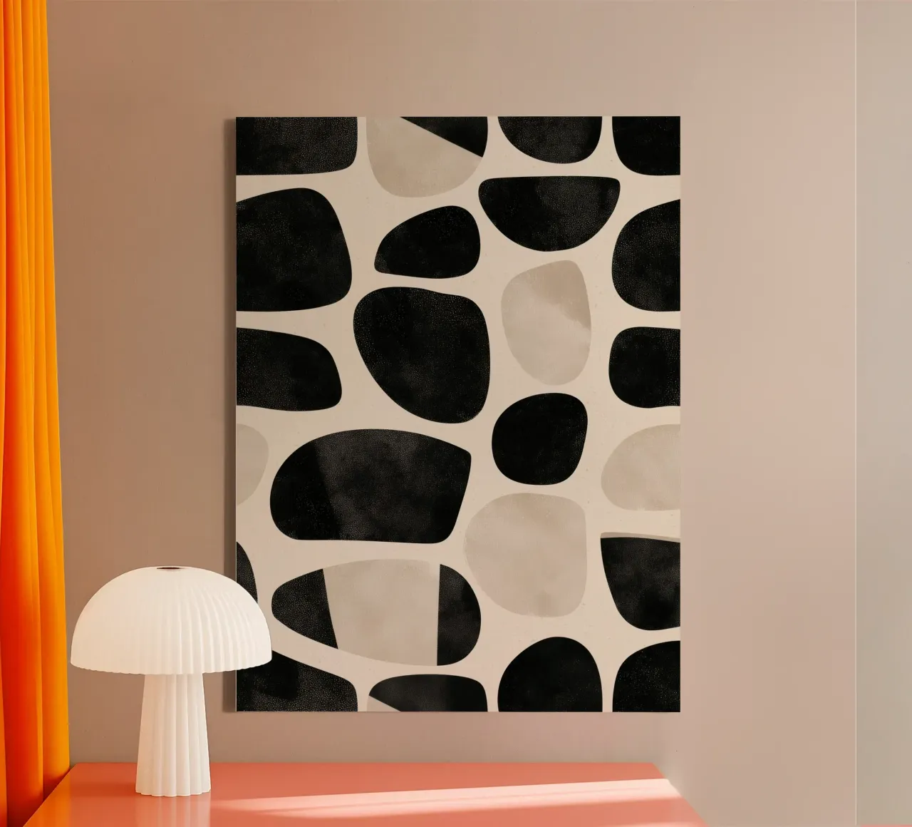 Abstract Zen kiezelpatroon | Meditatief en aardend canvas met Baklijst van Autofocus