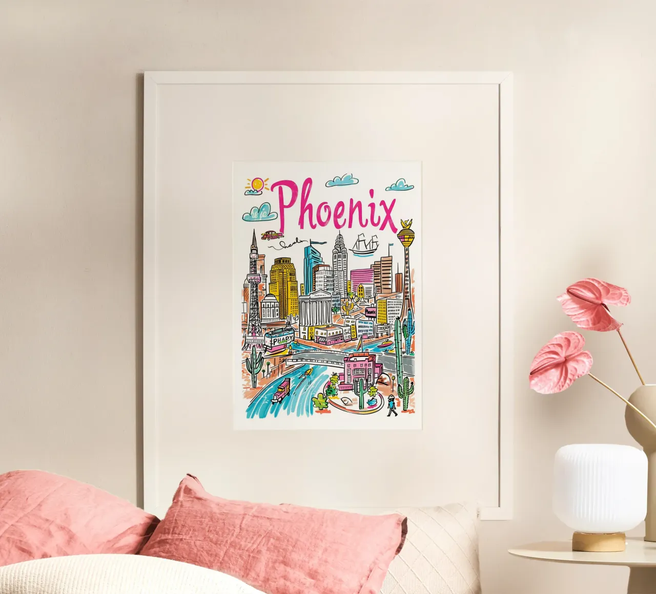 Phoenix Arizona, città colorata e divertente - Poster d'arte poster da homdeco