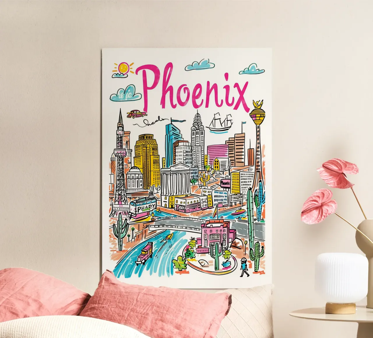 Phoenix Arizona, città colorata e divertente - Poster d'arte poster da homdeco