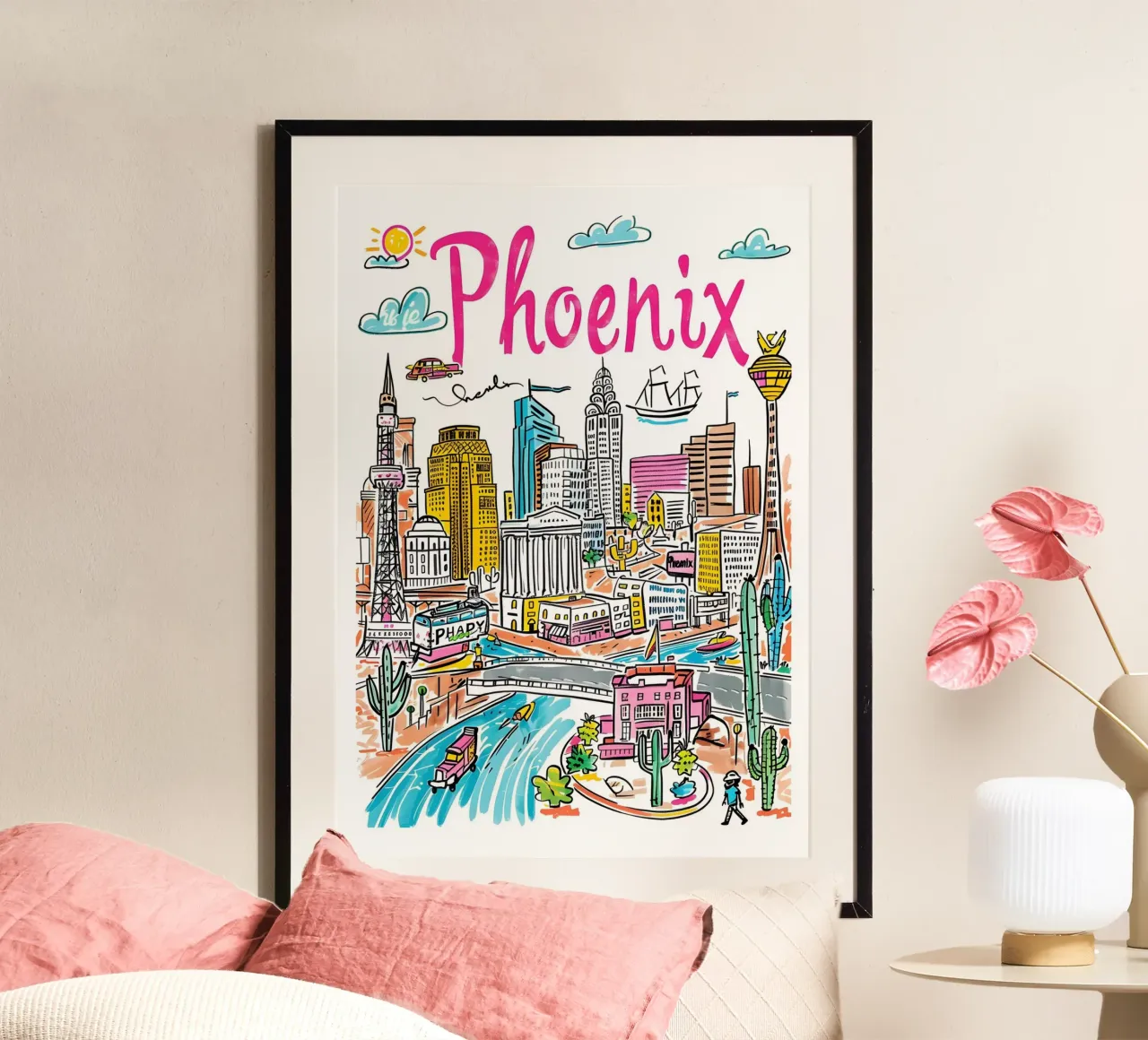 Phoenix Arizona, città colorata e divertente - Poster d'arte poster da homdeco