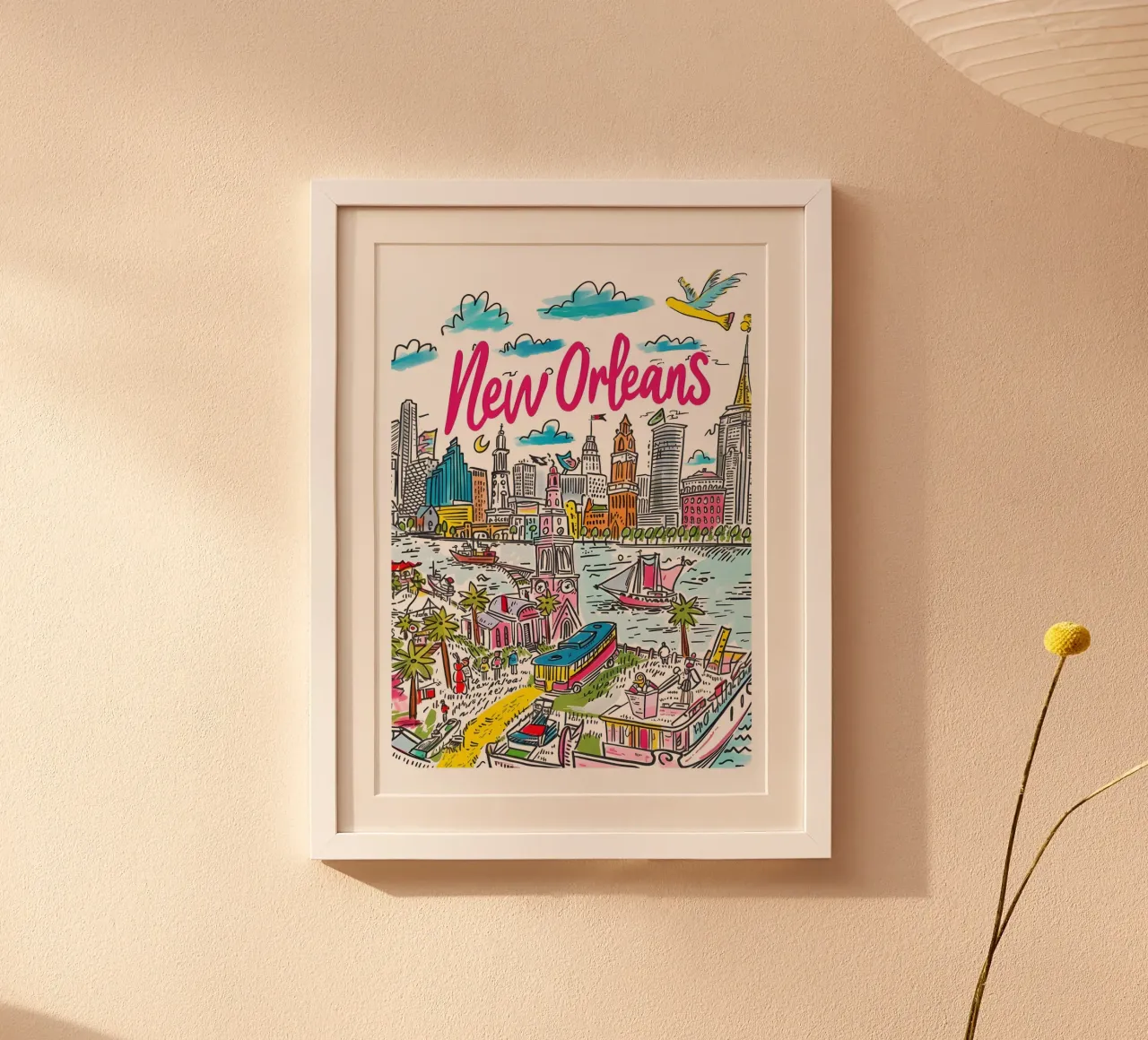Poster artistico della città di New Orleans, colorato e divertente poster da homdeco