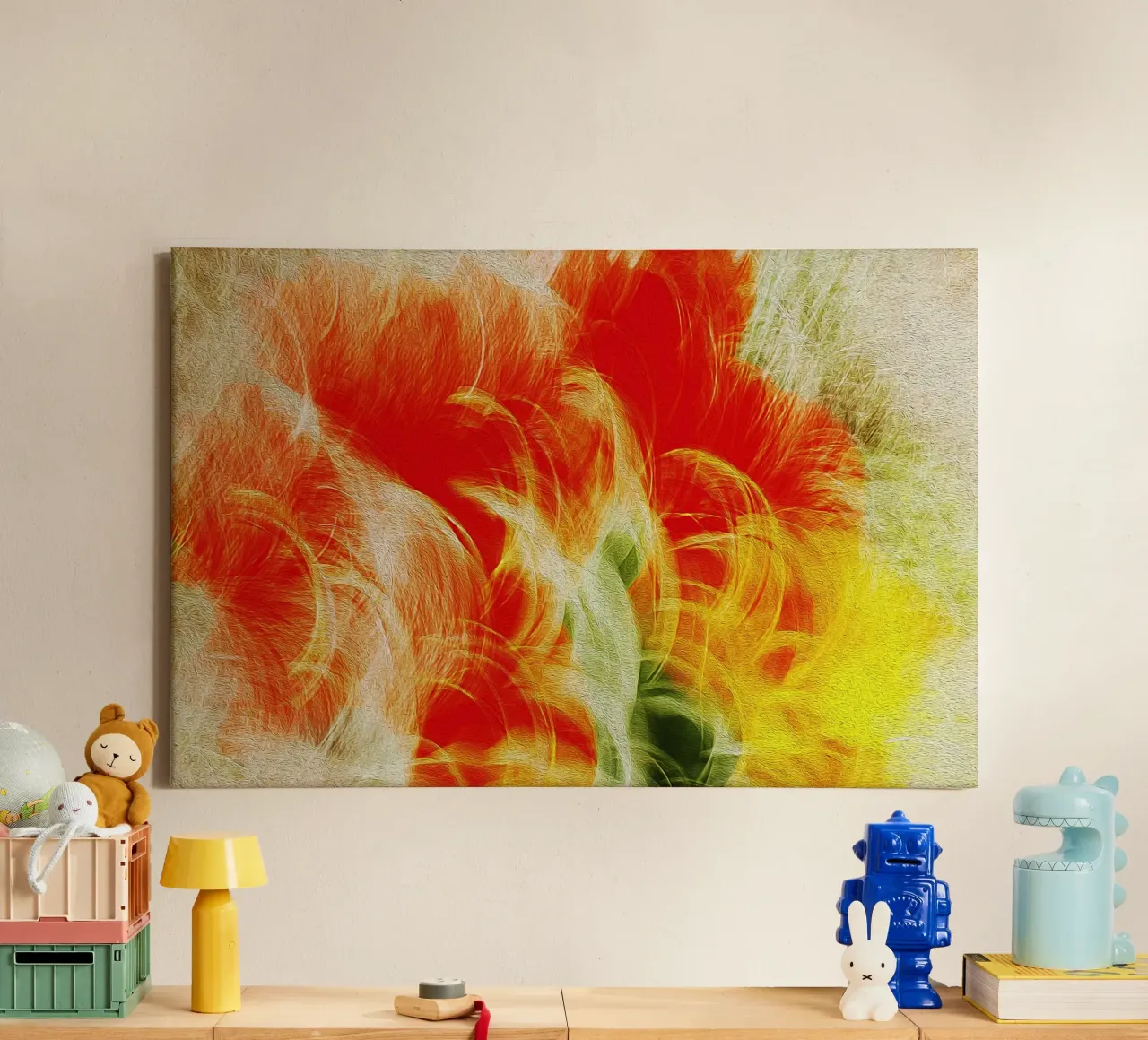 Floral Loops – Abstract Color Motion Print canvas with Floater frame by jay