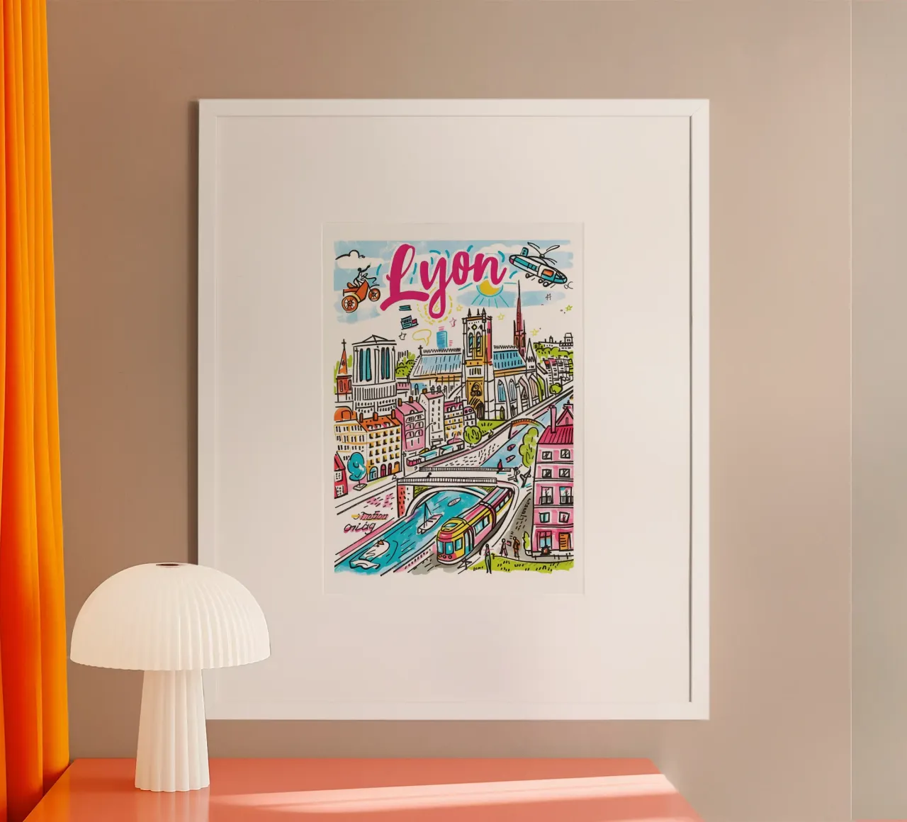 Lione Francia, città colorata e divertente poster da homdeco