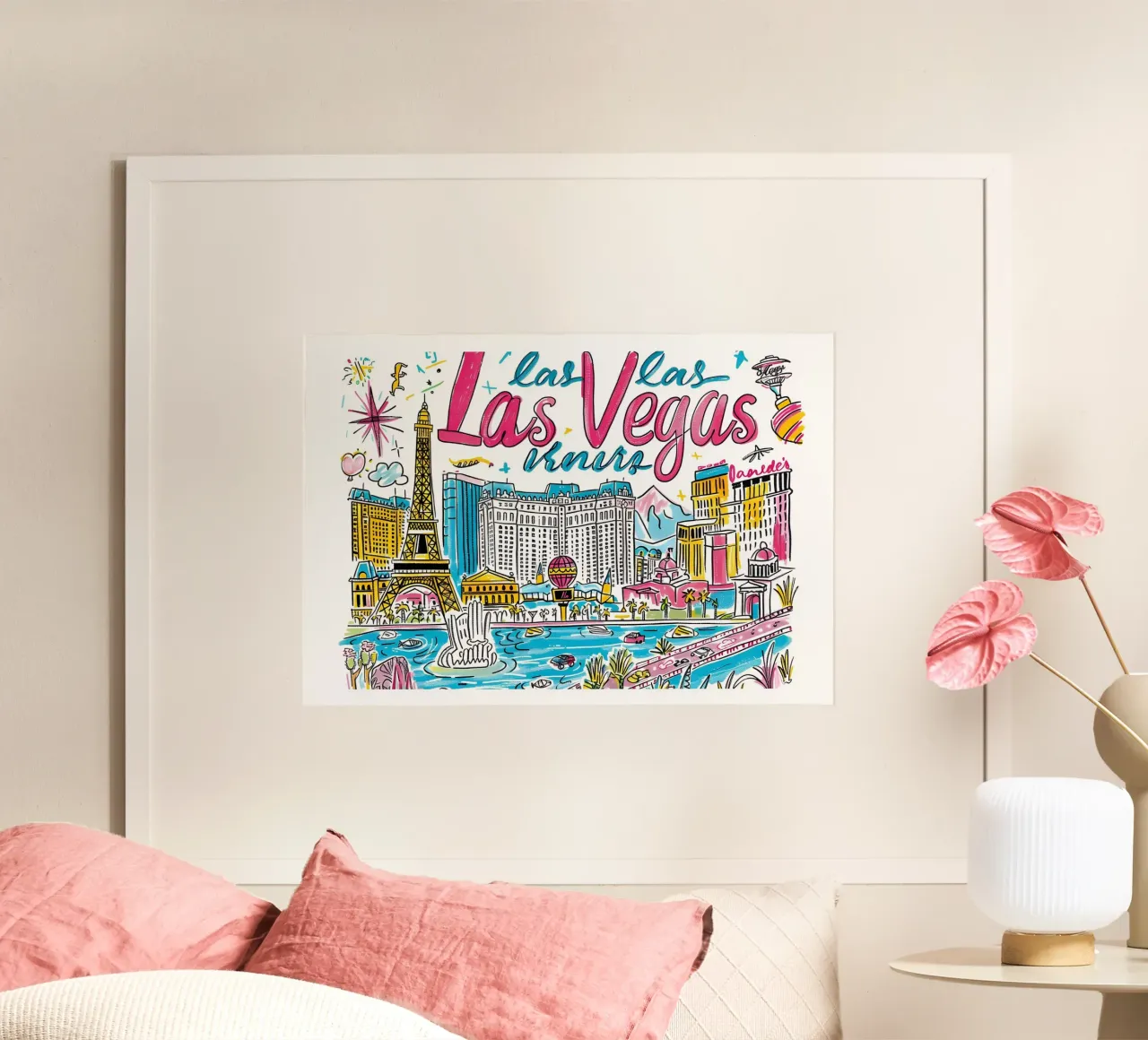 Poster artistico Las Vegas Funky Colorful City poster da homdeco