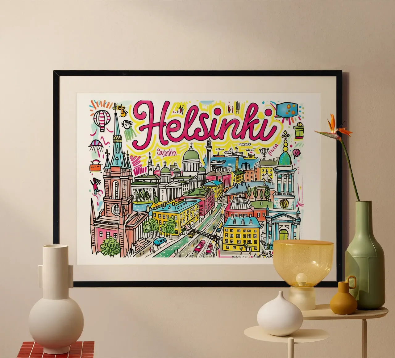 Helsinki Finlandia, città colorata e divertente - Poster d'arte poster da homdeco