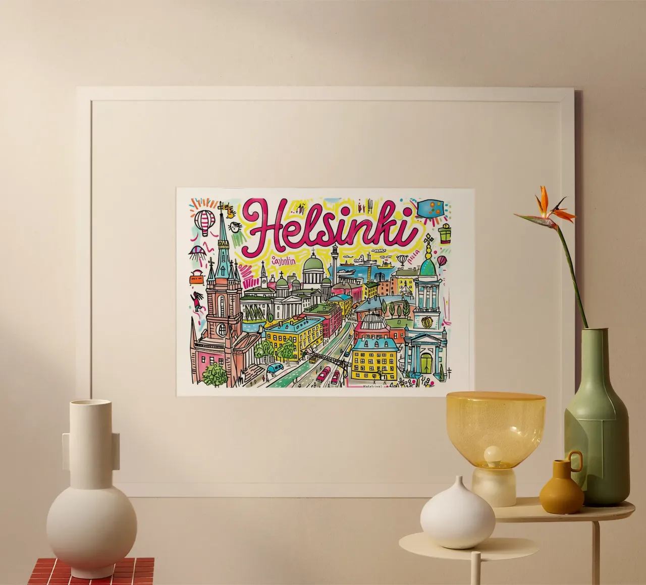 Helsinki Finlandia, città colorata e divertente - Poster d'arte poster da homdeco