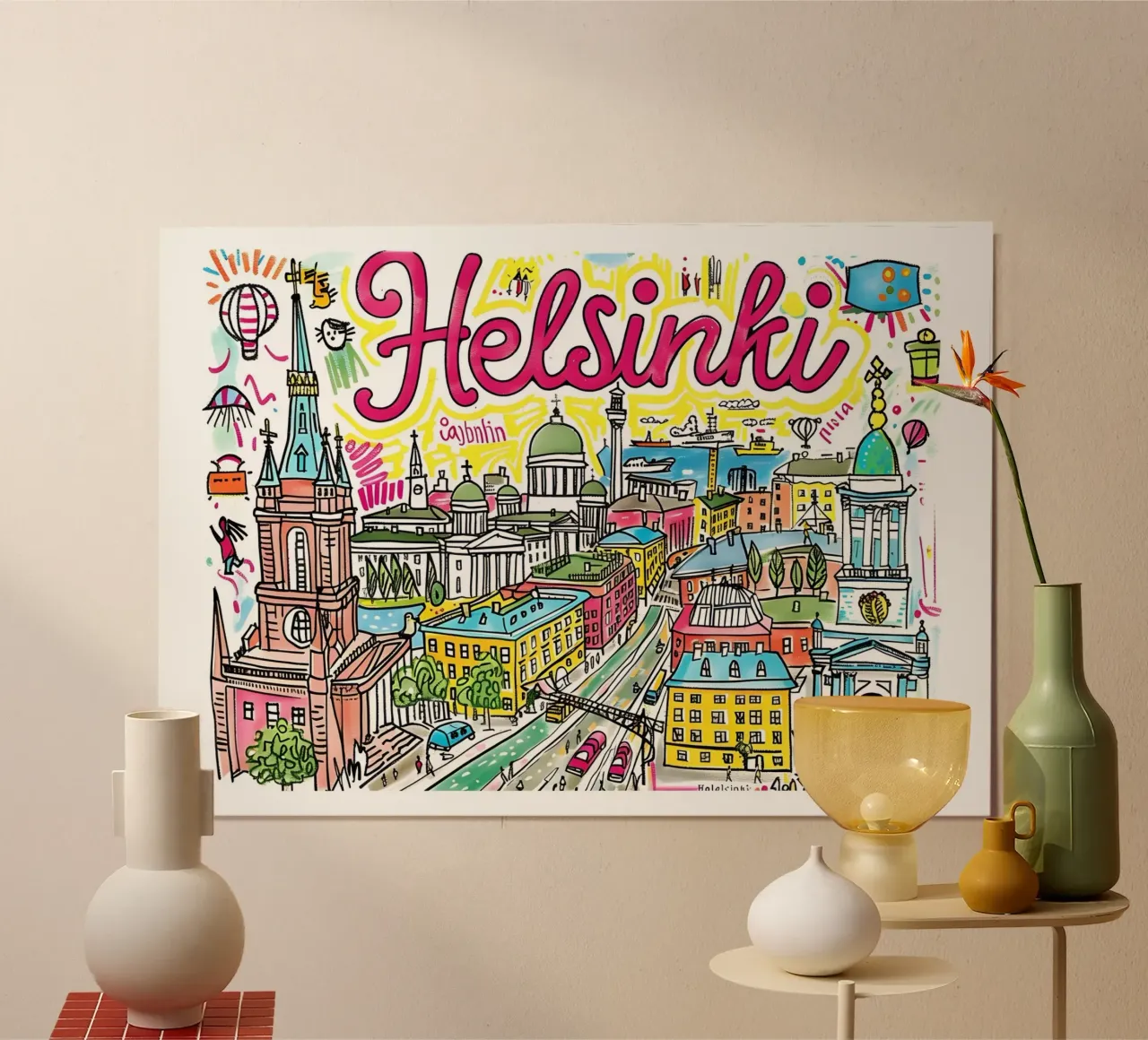 Helsinki Finlandia, città colorata e divertente - Poster d'arte poster da homdeco