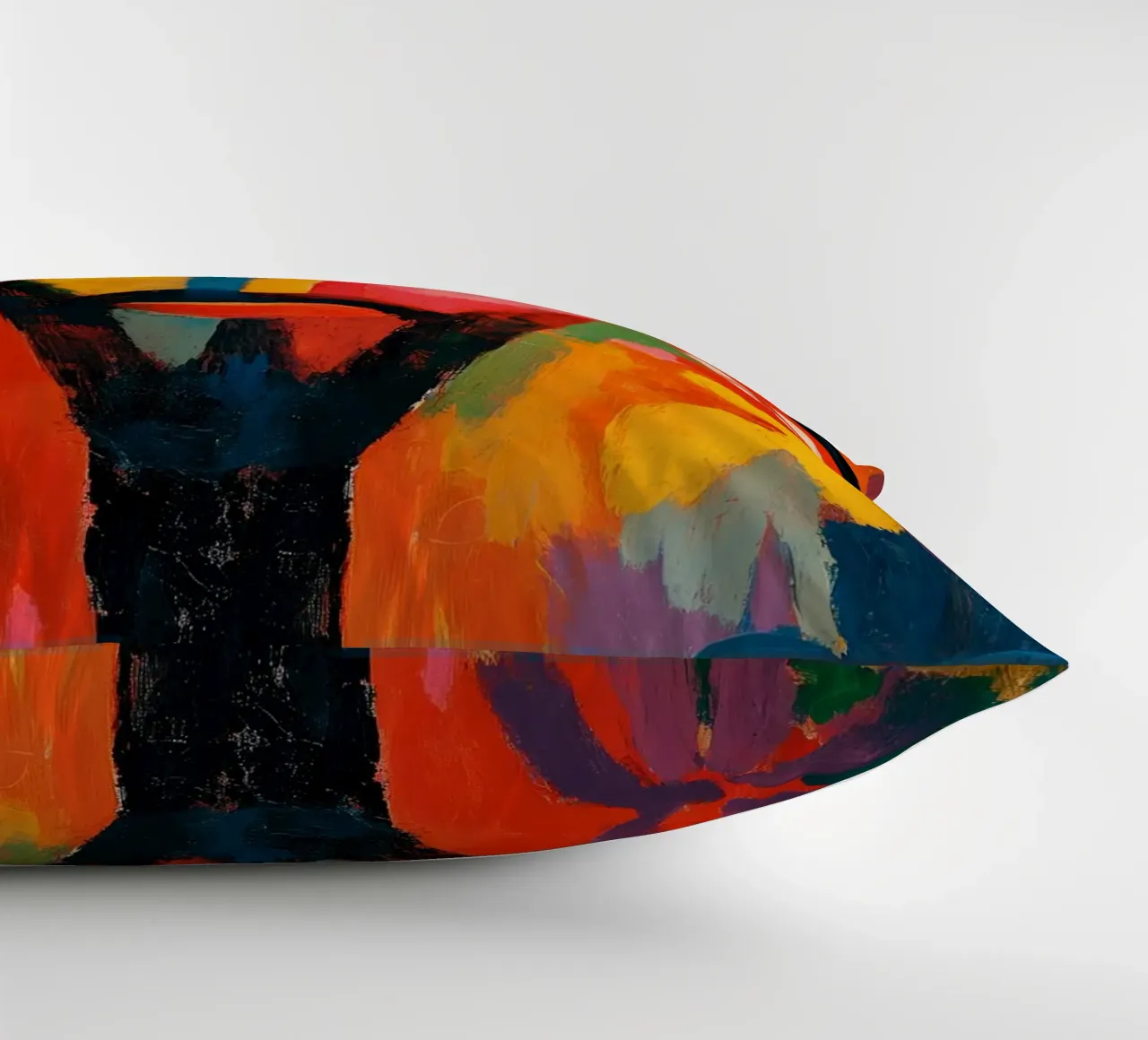 Optimistic Jesus face | Expressionist power of colour decorative cushion by Autofocus