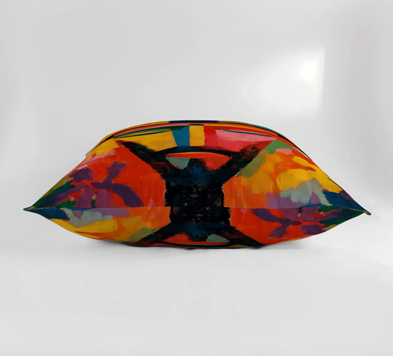 Optimistic Jesus face | Expressionist power of colour decorative cushion by Autofocus