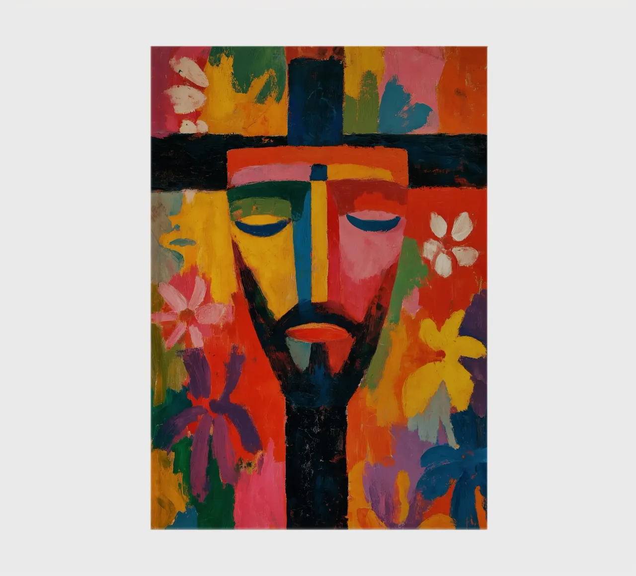 Optimistic Jesus face | Expressionist power of colour notebook by Autofocus