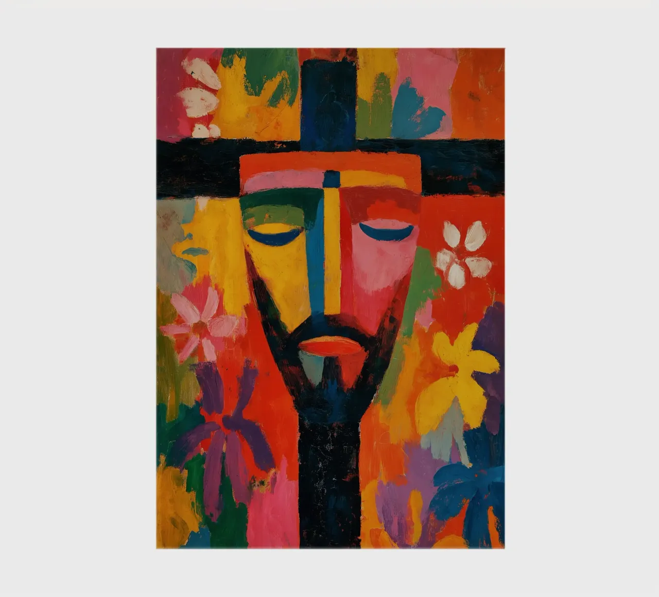 Optimistic Jesus face | Expressionist power of colour notebook by Autofocus