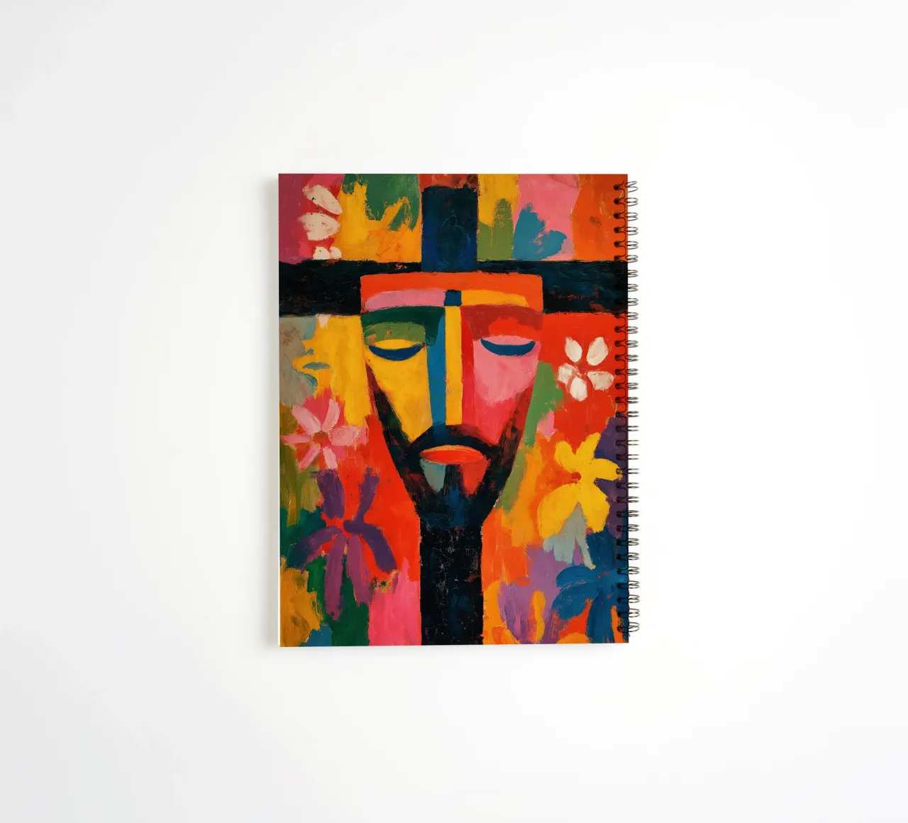 Optimistic Jesus face | Expressionist power of colour spiral notebook by Autofocus