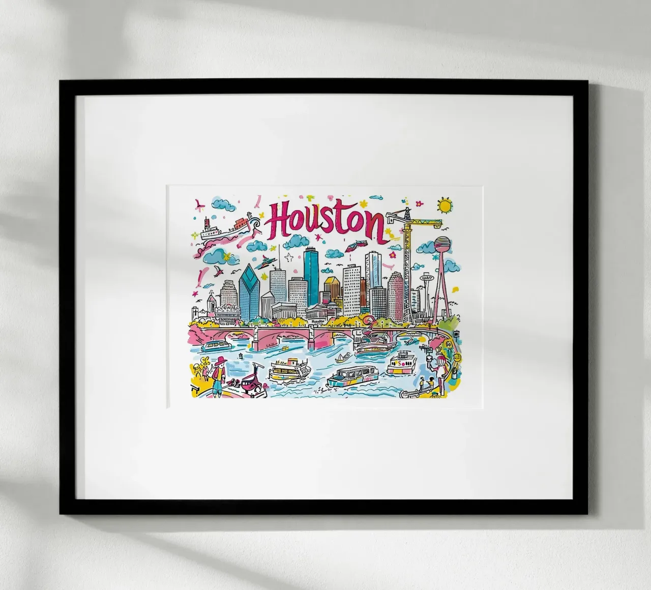 Houston Texas, città colorata e divertente Poster artistico poster da homdeco