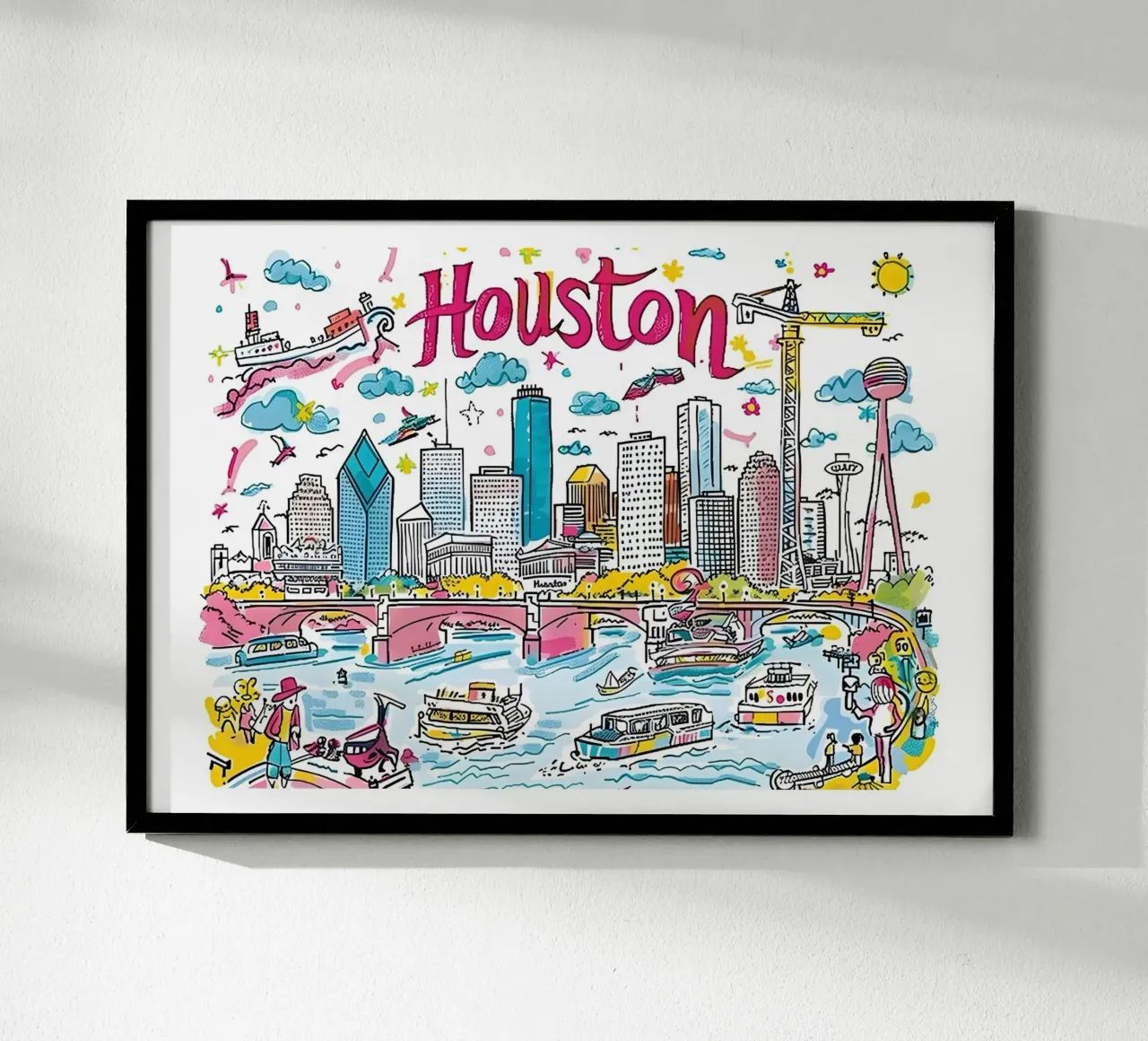 Houston Texas, città colorata e divertente Poster artistico poster da homdeco