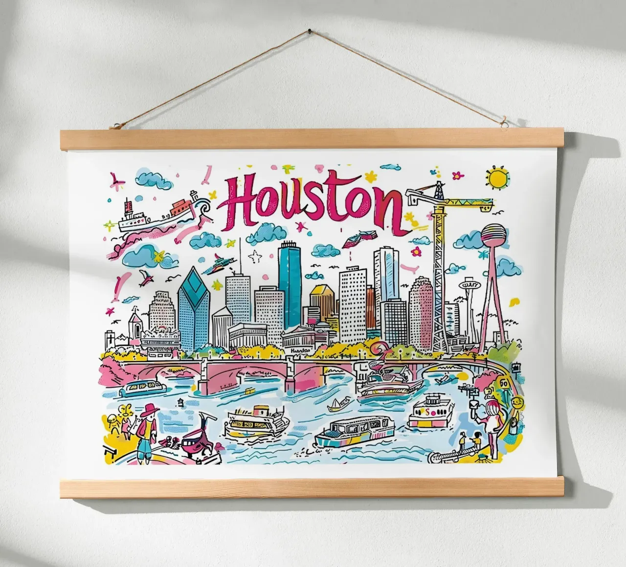 Houston Texas, città colorata e divertente Poster artistico poster da homdeco