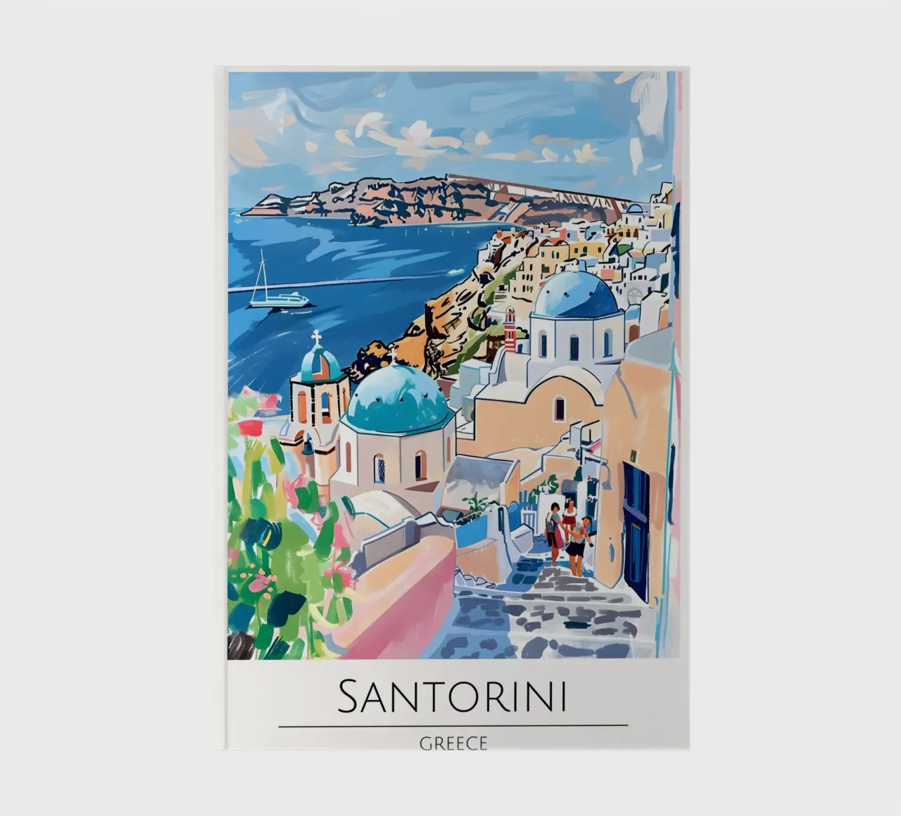 Santorini Grecia Cupole blu - Poster d'arte costiera diario da homdeco