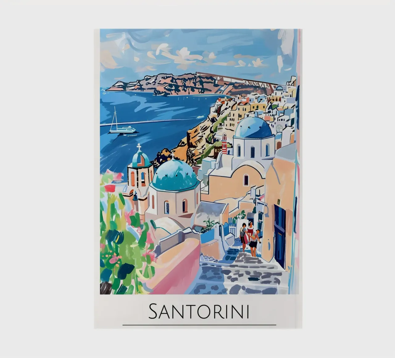 Santorini Grecia Cupole blu - Poster d'arte costiera diario da homdeco