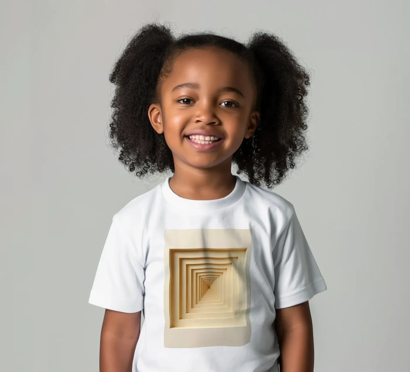 Geneste vierkante frames in beige tinten kinder t-shirt van DesignDoodle