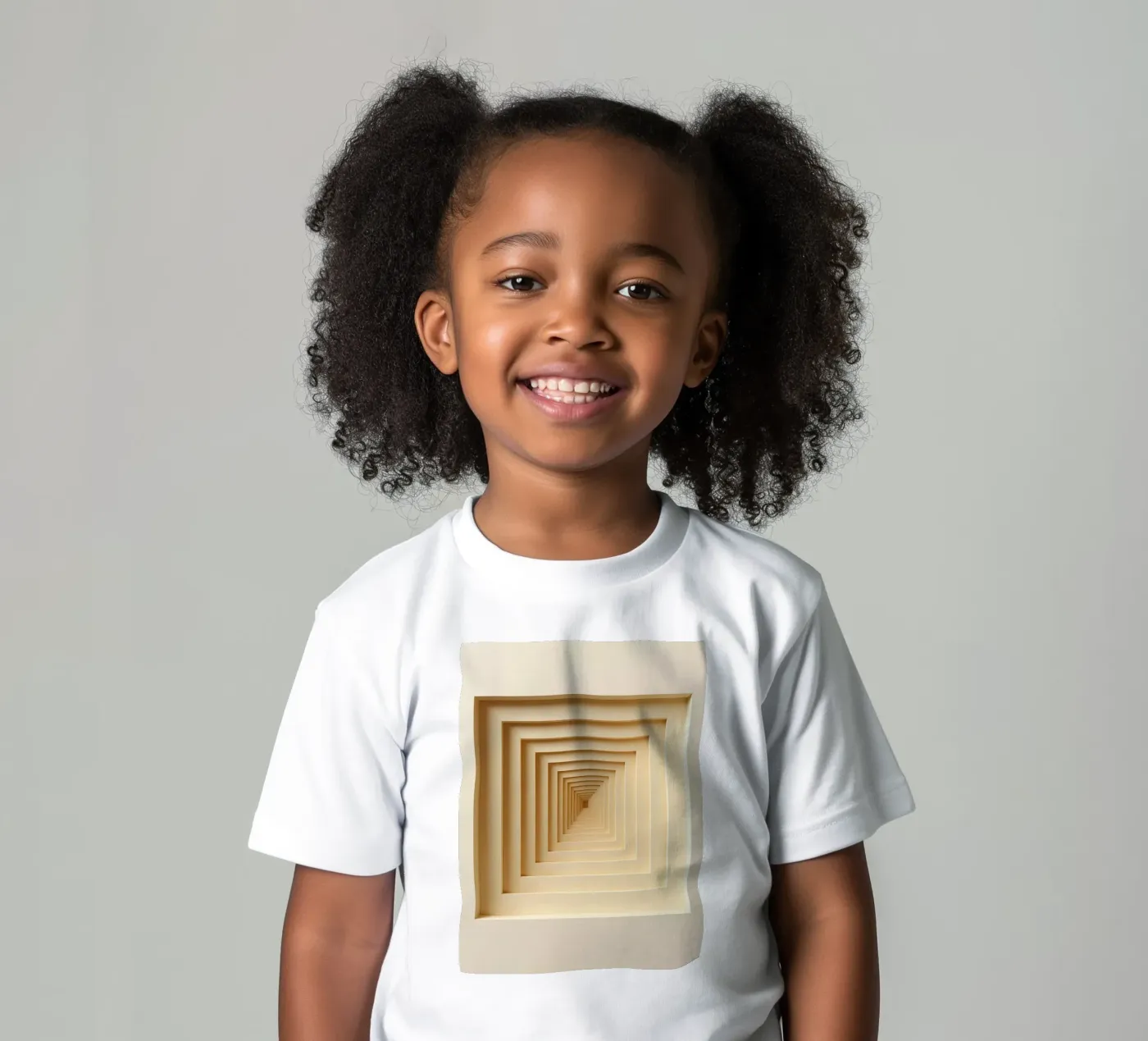 Geneste vierkante frames in beige tinten kinder t-shirt van DesignDoodle