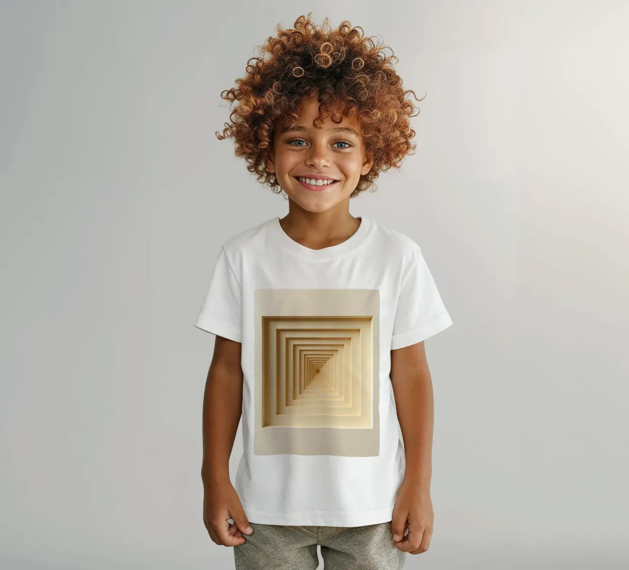 Nested Square Frames in Beige Tones t-shirt bambini da DesignDoodle