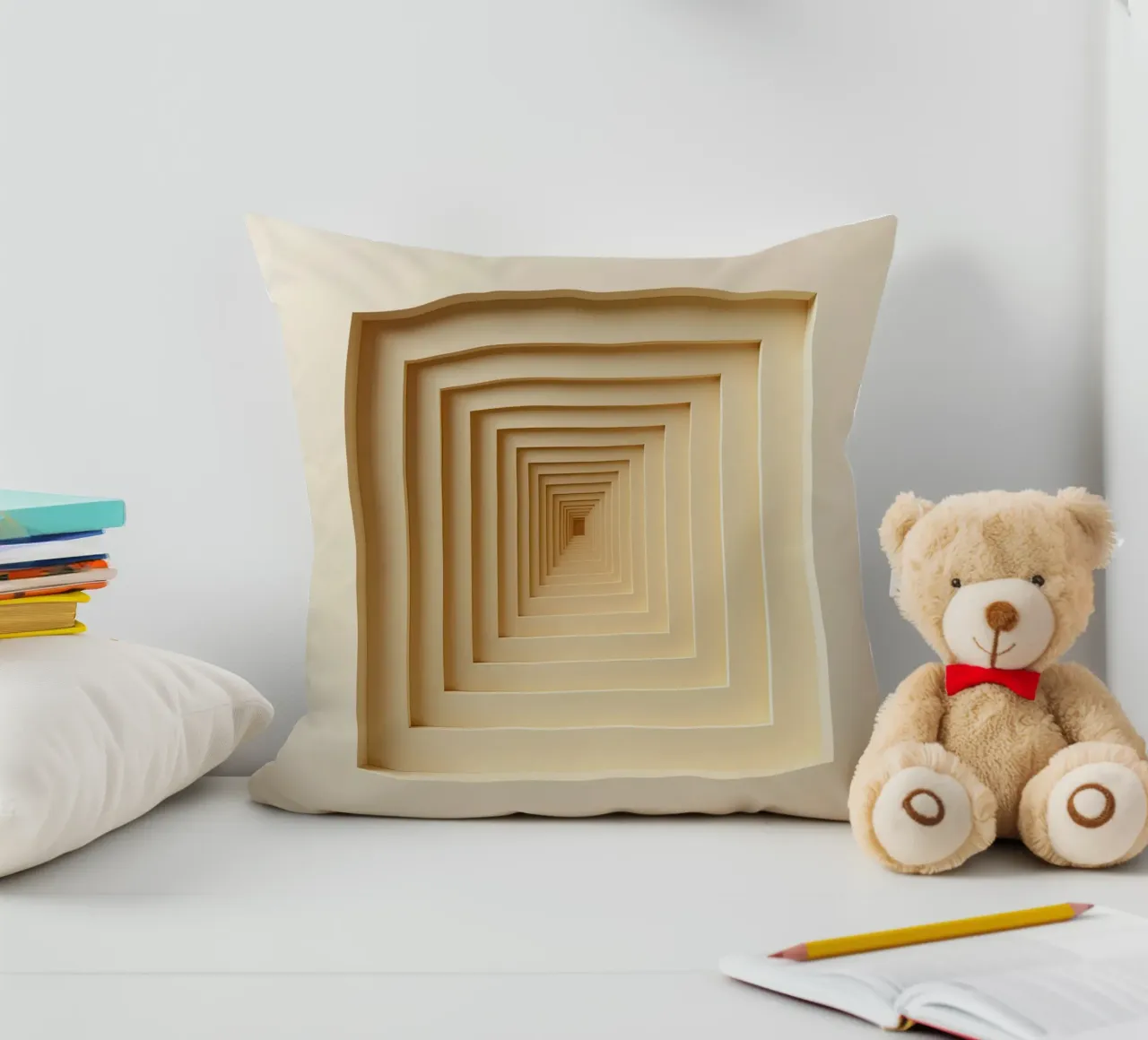 Nested Square Frames in Beige Tones decorative cushion by DesignDoodle