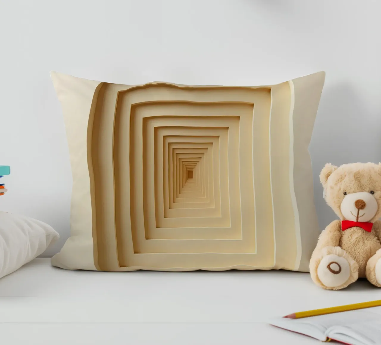 Nested Square Frames in Beige Tones decorative cushion by DesignDoodle