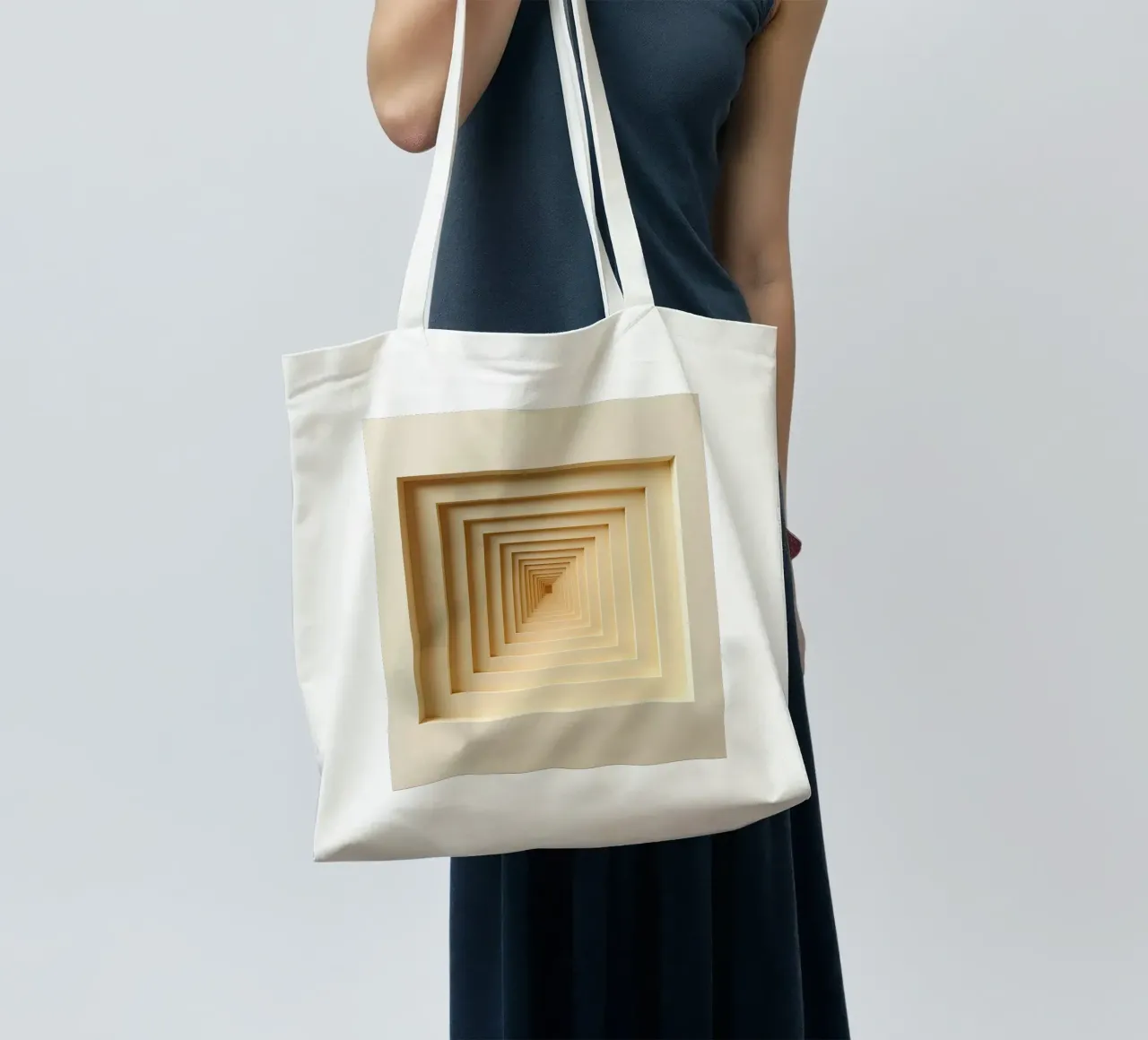 Nested Square Frames in Beige Tones Jutebeutel von DesignDoodle