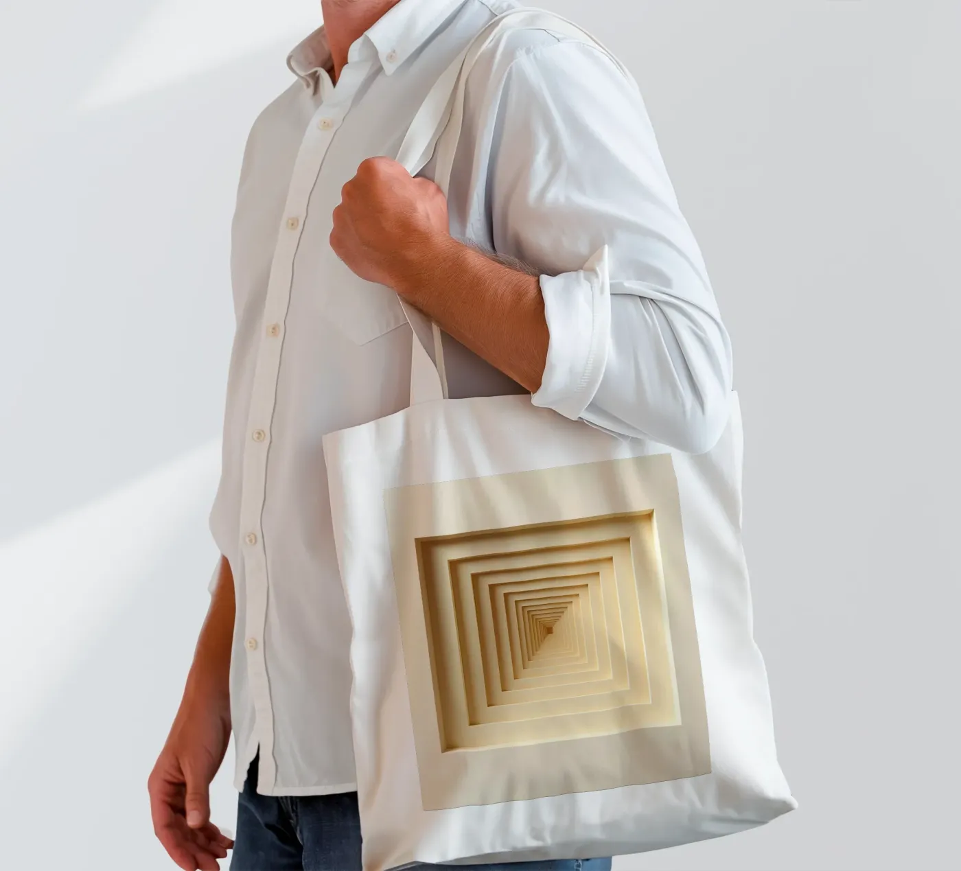 Nested Square Frames in Beige Tones tote bag by DesignDoodle