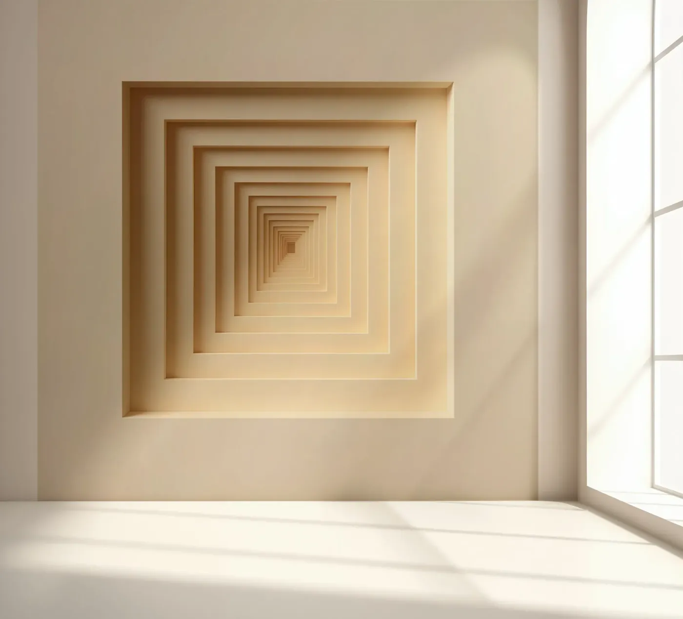 Nested Square Frames in Beige Tones fotobehang van DesignDoodle